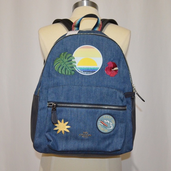 coach denim backpack